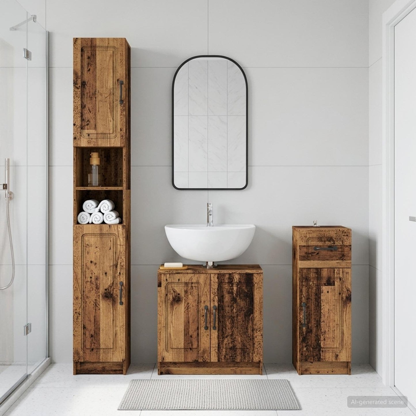 vidaXL 3 Piece Bathroom Cabinet Set UTRECHT Engineered Wood