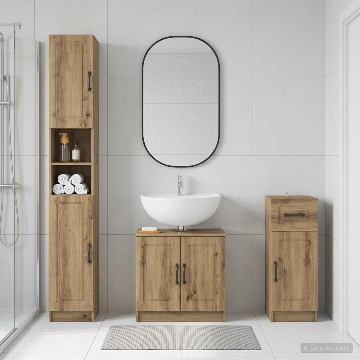 vidaXL 3 Piece Bathroom Cabinet Set UTRECHT Engineered Wood