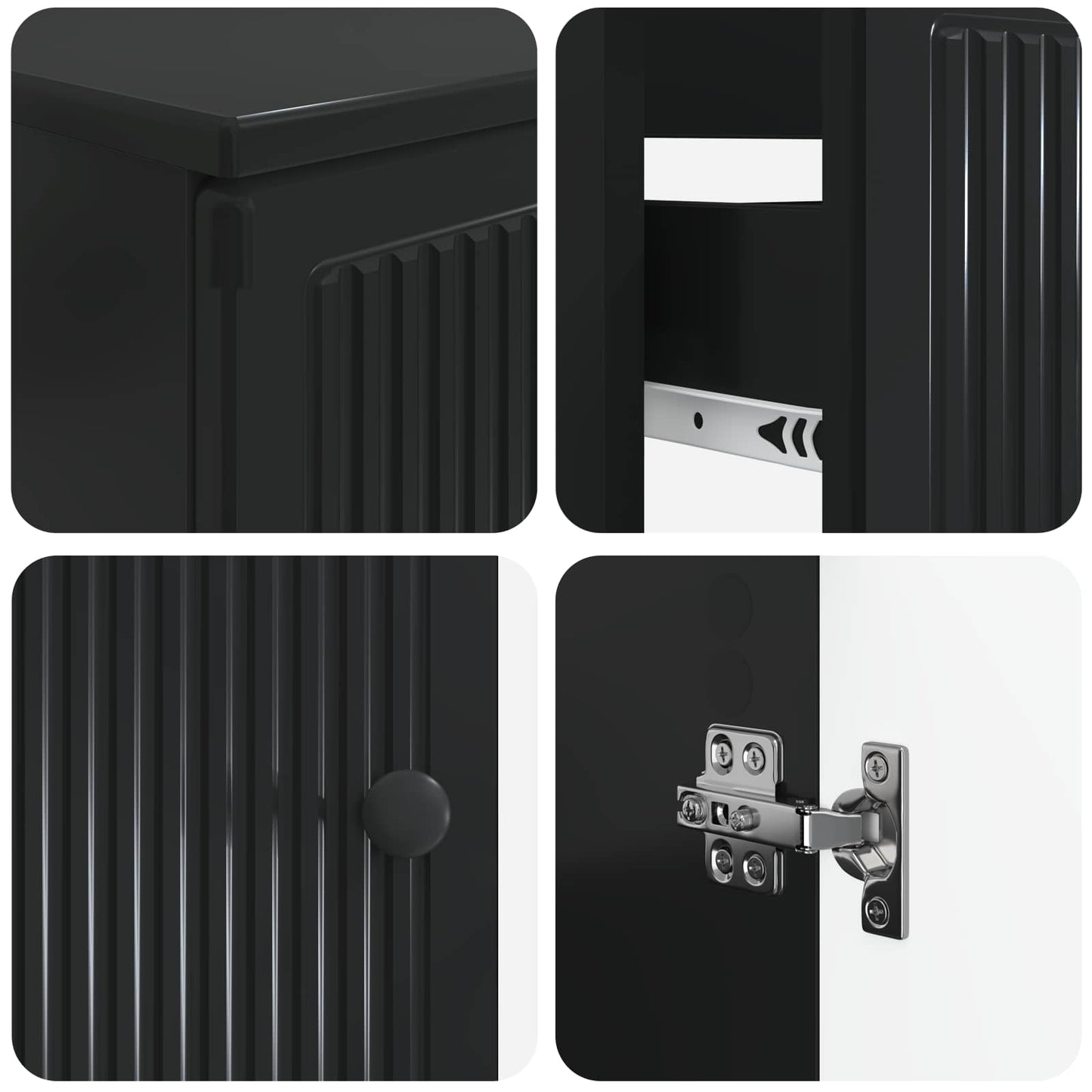 vidaXL 4 Piece Bathroom Cabinet Set EDE Black Engineered Wood