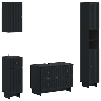 vidaXL 4 Piece Bathroom Cabinet Set EDE Black Engineered Wood