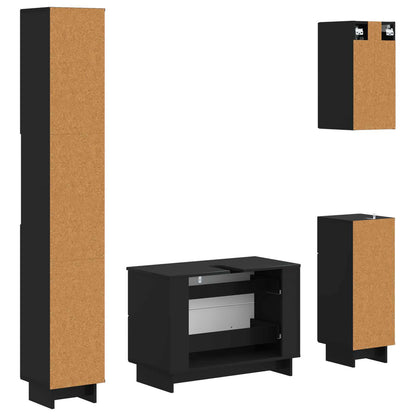 vidaXL 4 Piece Bathroom Cabinet Set EDE Black Engineered Wood