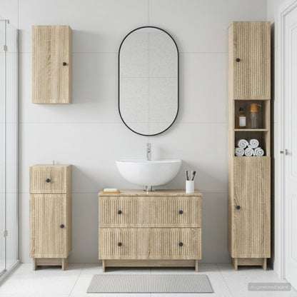 vidaXL 4 Piece Bathroom Cabinet Set EDE Sonoma Oak Engineered Wood