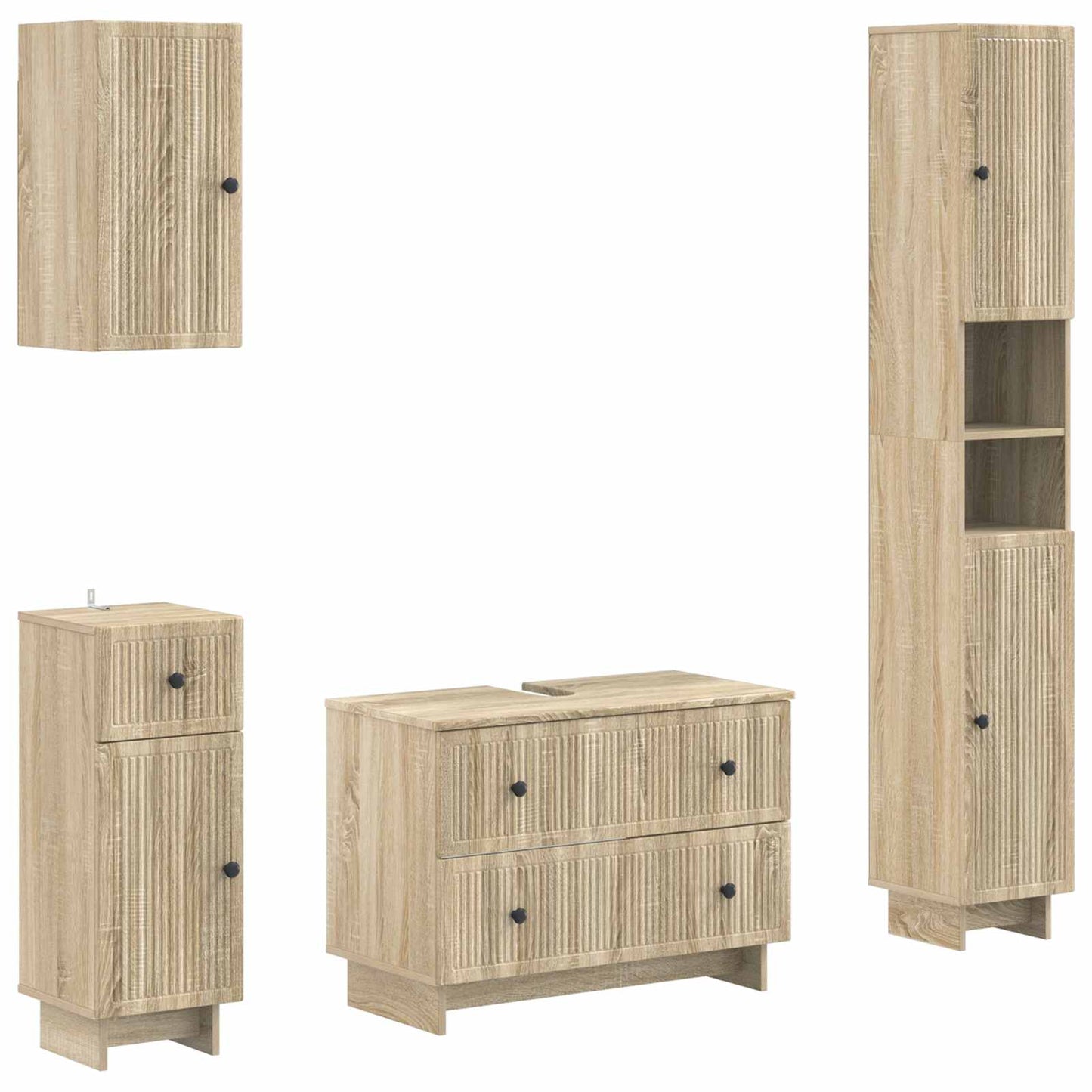 vidaXL 4 Piece Bathroom Cabinet Set EDE Sonoma Oak Engineered Wood