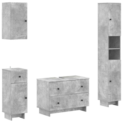 vidaXL 4 Piece Bathroom Cabinet Set EDE Concrete Grey Engineered Wood