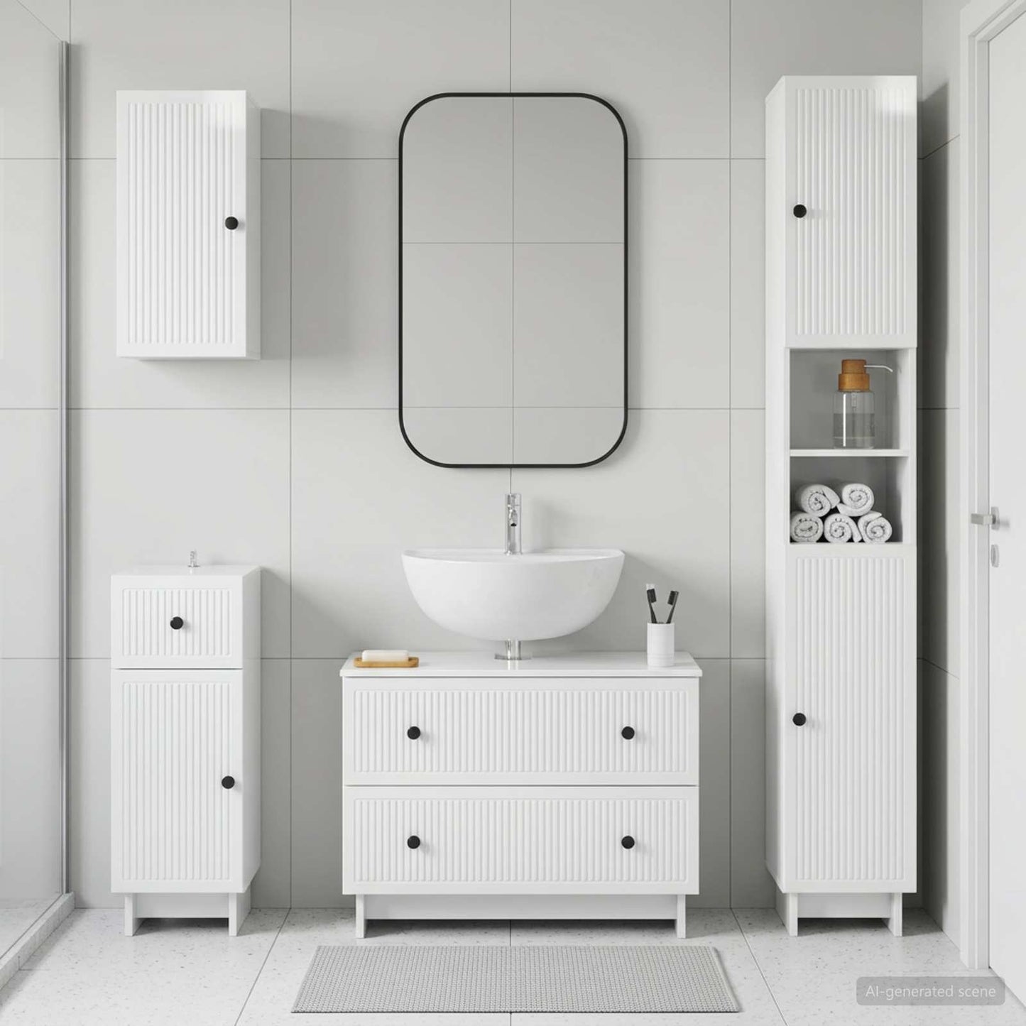 vidaXL 4 Piece Bathroom Cabinet Set EDE High Gloss White