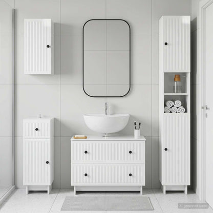 vidaXL 4 Piece Bathroom Cabinet Set EDE High Gloss White