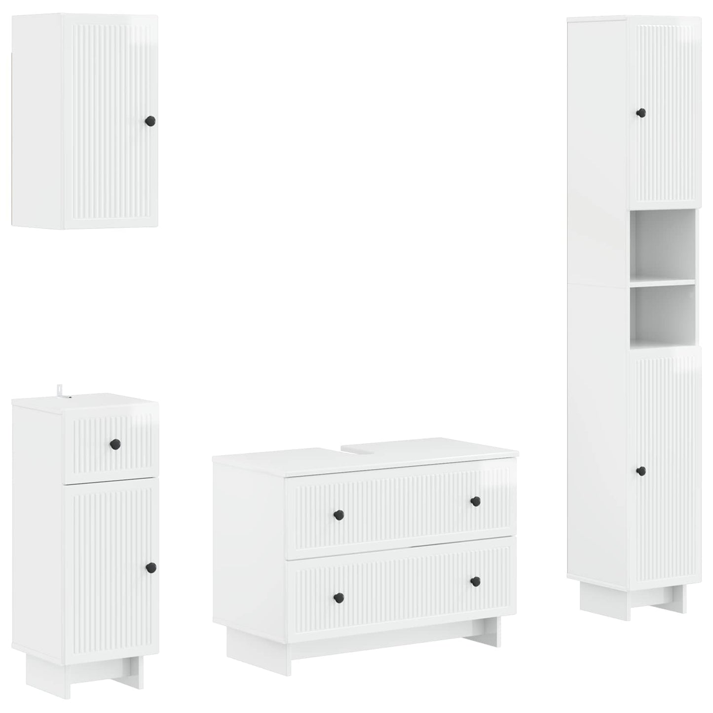 vidaXL 4 Piece Bathroom Cabinet Set EDE High Gloss White