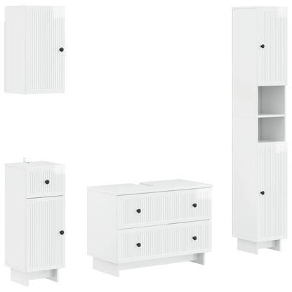 vidaXL 4 Piece Bathroom Cabinet Set EDE High Gloss White