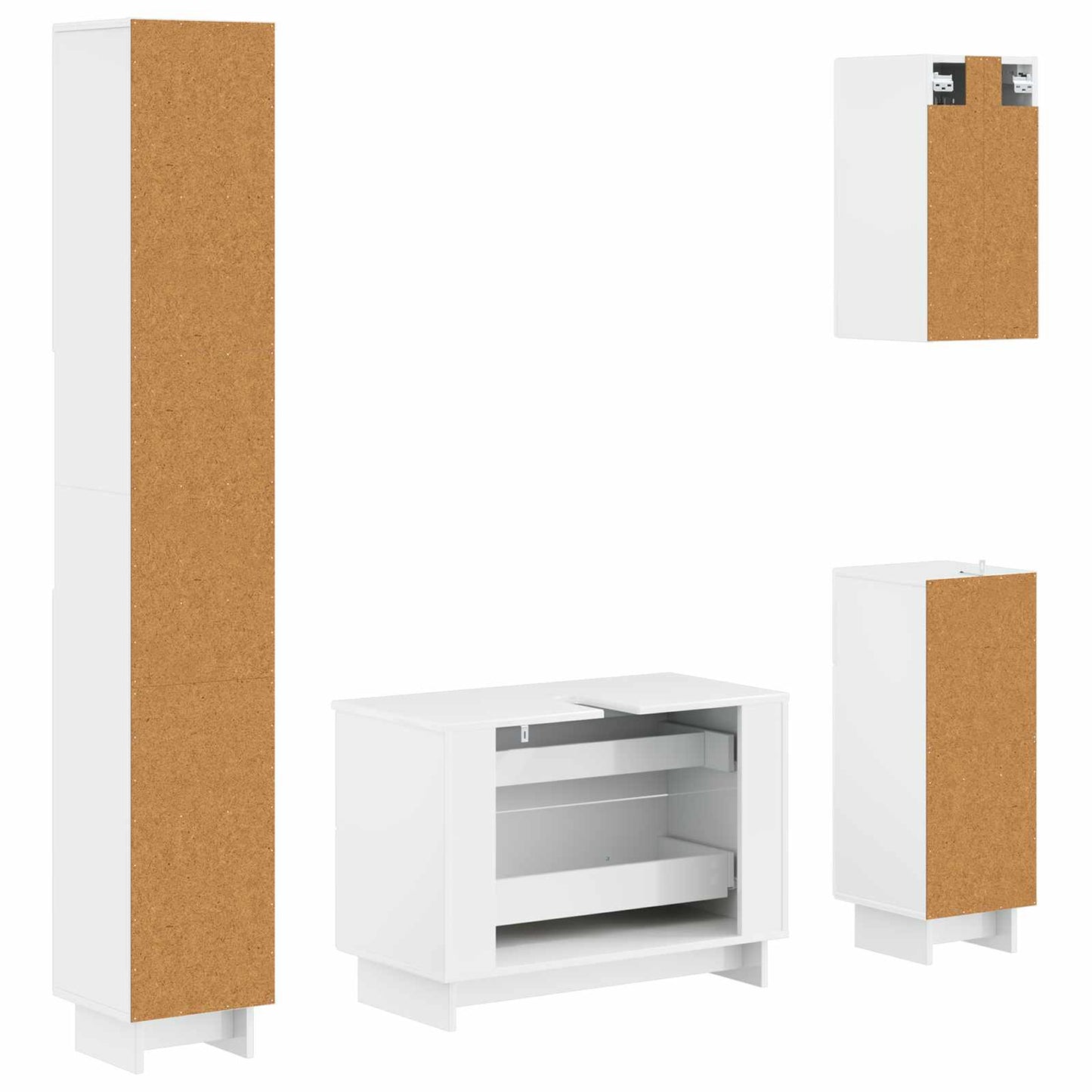 vidaXL 4 Piece Bathroom Cabinet Set EDE High Gloss White