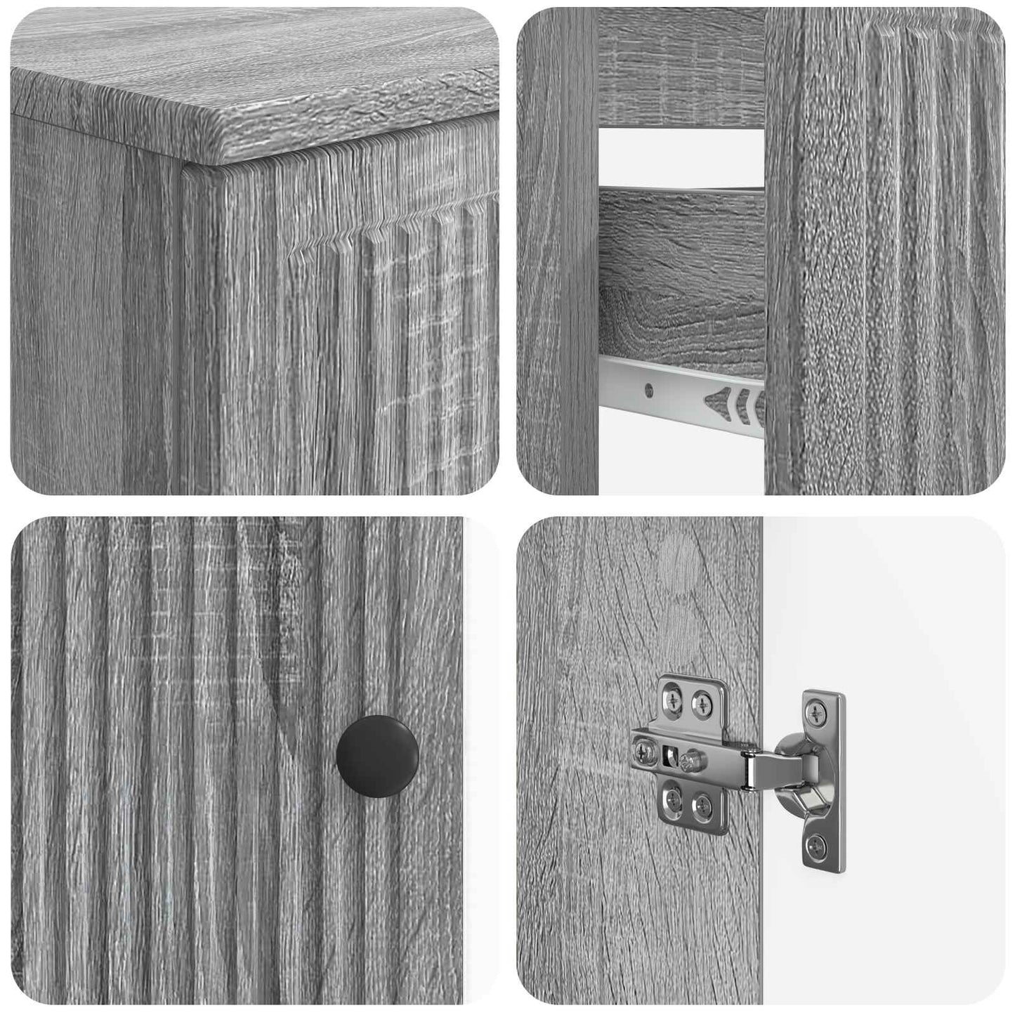 vidaXL 4 Piece Bathroom Cabinet Set EDE Grey Sonoma Engineered Wood