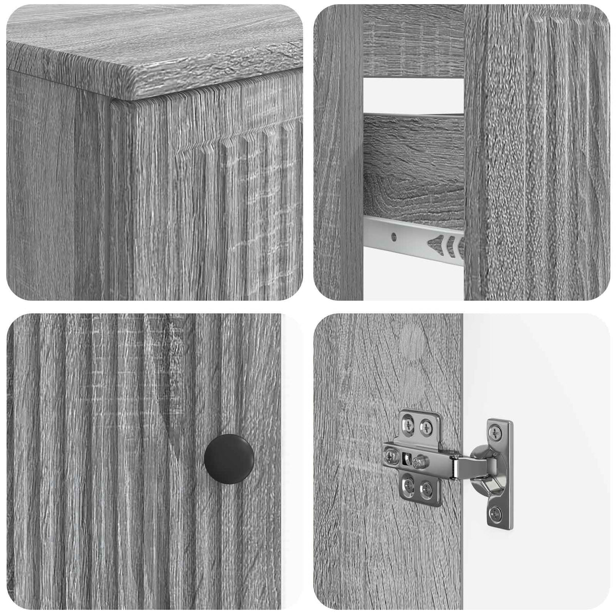 vidaXL 4 Piece Bathroom Cabinet Set EDE Grey Sonoma Engineered Wood