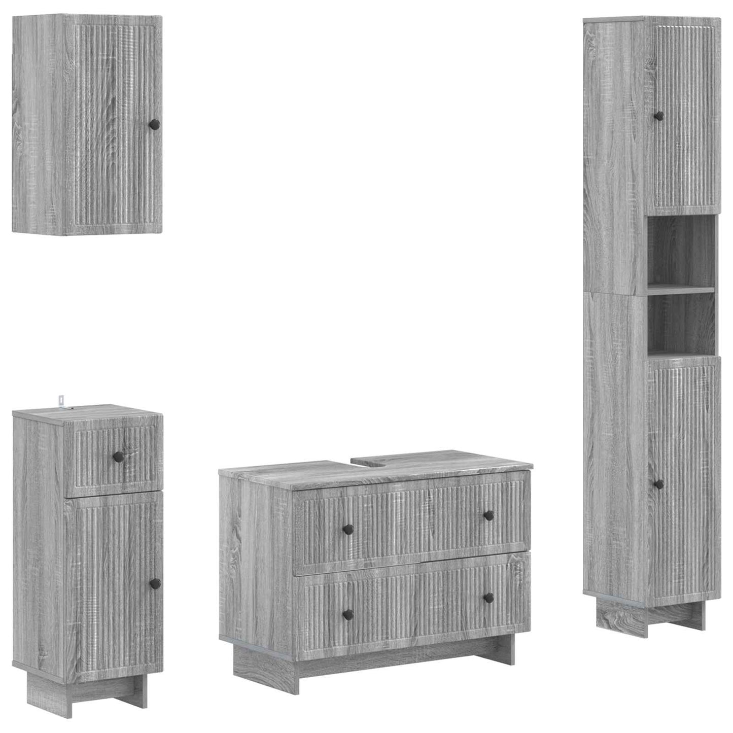vidaXL 4 Piece Bathroom Cabinet Set EDE Grey Sonoma Engineered Wood