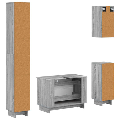 vidaXL 4 Piece Bathroom Cabinet Set EDE Grey Sonoma Engineered Wood