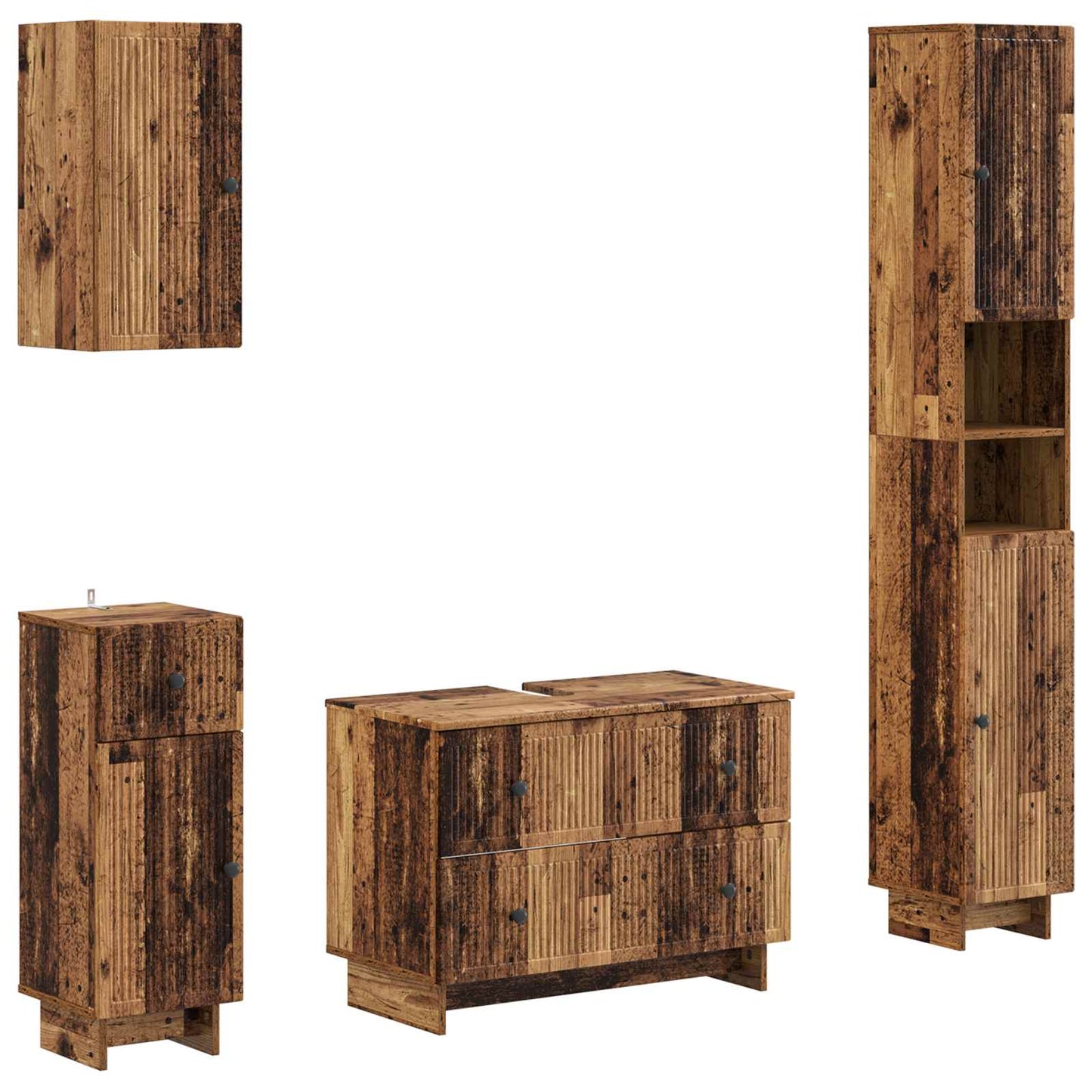 vidaXL 4 Piece Bathroom Cabinet Set EDE Old Wood Engineered Wood