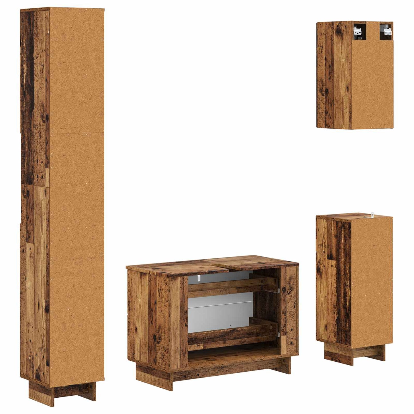vidaXL 4 Piece Bathroom Cabinet Set EDE Old Wood Engineered Wood