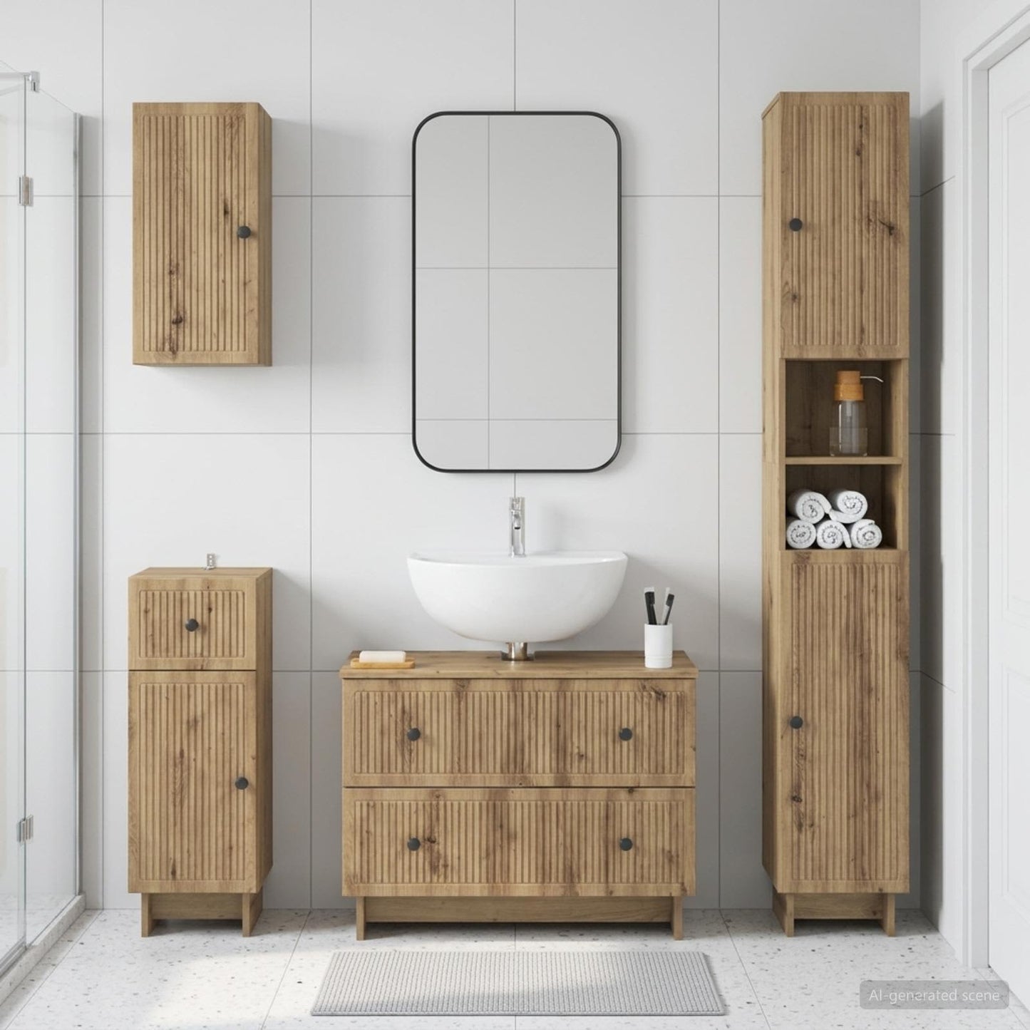 vidaXL 4 Piece Bathroom Cabinet Set EDE Artisan Oak Engineered Wood