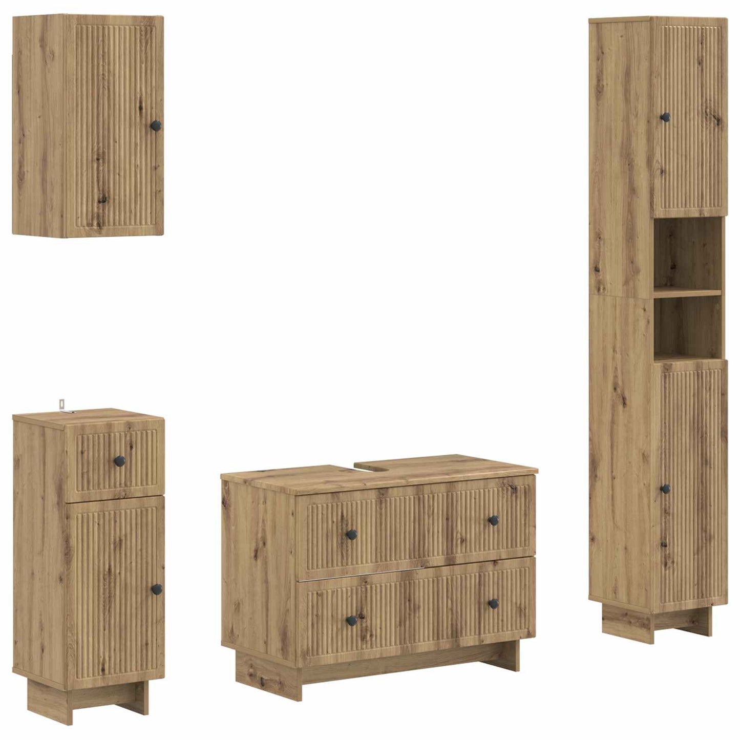 vidaXL 4 Piece Bathroom Cabinet Set EDE Artisan Oak Engineered Wood