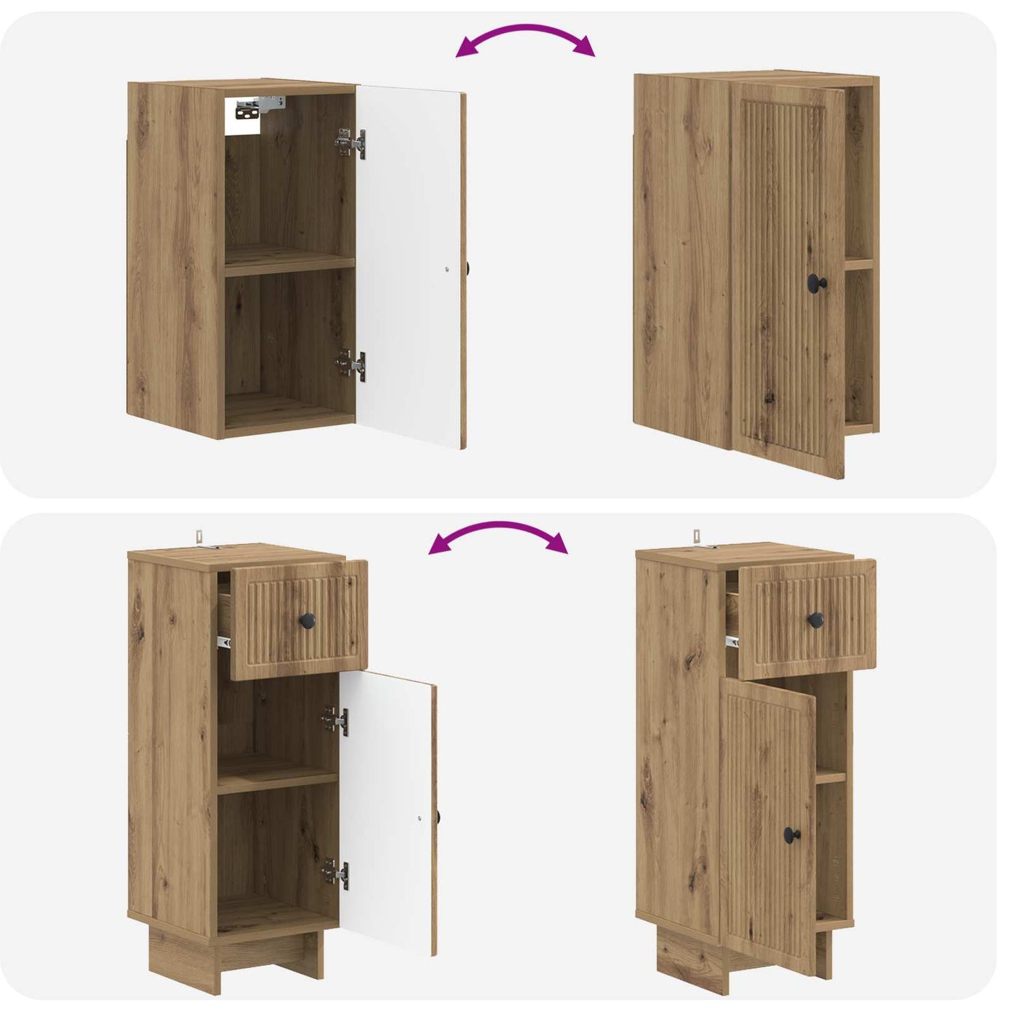 vidaXL 4 Piece Bathroom Cabinet Set EDE Artisan Oak Engineered Wood