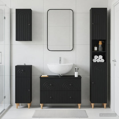 vidaXL 4 Piece Bathroom Cabinet Set ALKMAAR Black Engineered Wood