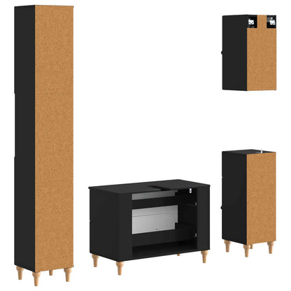 vidaXL 4 Piece Bathroom Cabinet Set ALKMAAR Black Engineered Wood
