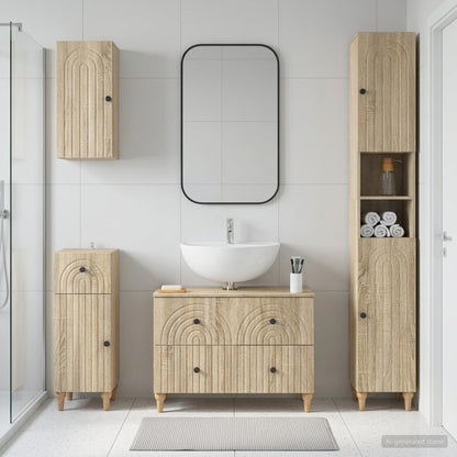 vidaXL 4 Piece Bathroom Cabinet Set ALKMAAR Sonoma Oak Engineered Wood