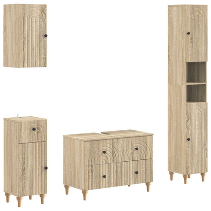 vidaXL 4 Piece Bathroom Cabinet Set ALKMAAR Sonoma Oak Engineered Wood