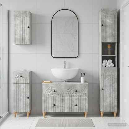 vidaXL 4 Piece Bathroom Cabinet Set ALKMAAR Concrete Grey