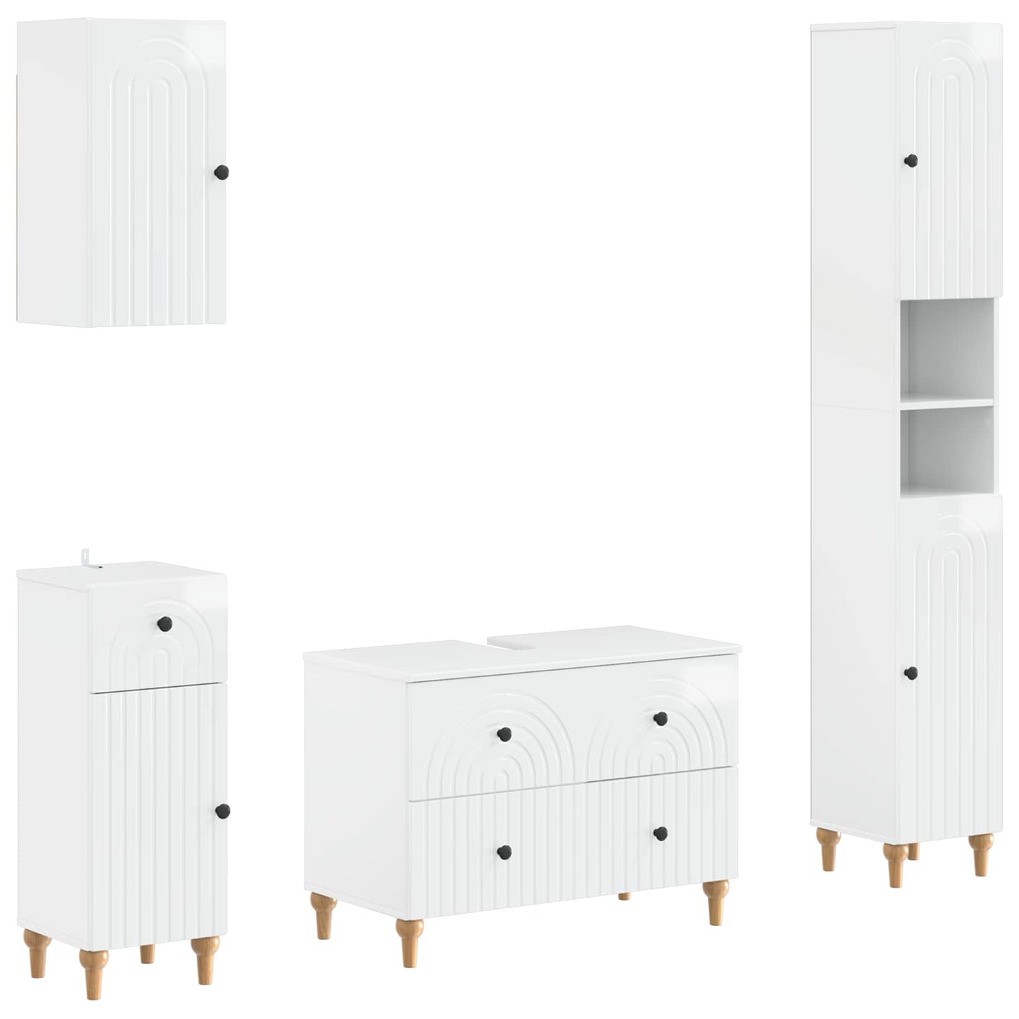 vidaXL 4 Piece Bathroom Cabinet Set ALKMAAR High Gloss White