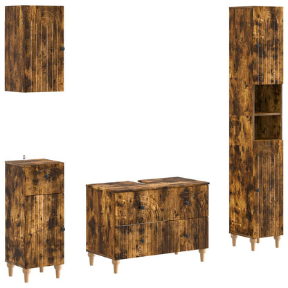 vidaXL 4 Piece Bathroom Cabinet Set ALKMAAR Smoked Oak Engineered Wood