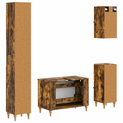 vidaXL 4 Piece Bathroom Cabinet Set ALKMAAR Smoked Oak Engineered Wood
