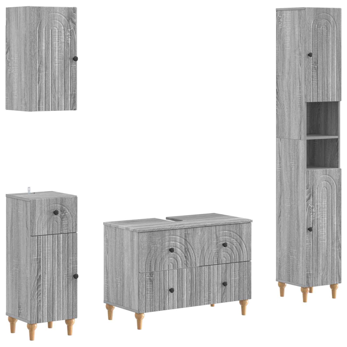vidaXL 4 Piece Bathroom Cabinet Set ALKMAAR Grey Sonoma