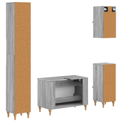 vidaXL 4 Piece Bathroom Cabinet Set ALKMAAR Grey Sonoma