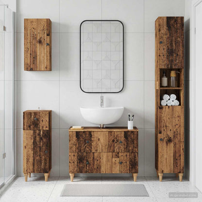 vidaXL 4 Piece Bathroom Cabinet Set ALKMAAR Old Wood Engineered Wood