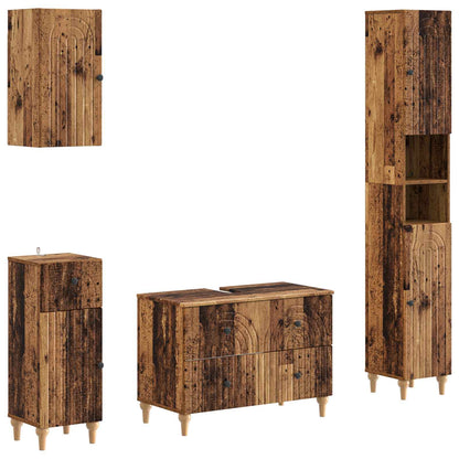 vidaXL 4 Piece Bathroom Cabinet Set ALKMAAR Old Wood Engineered Wood