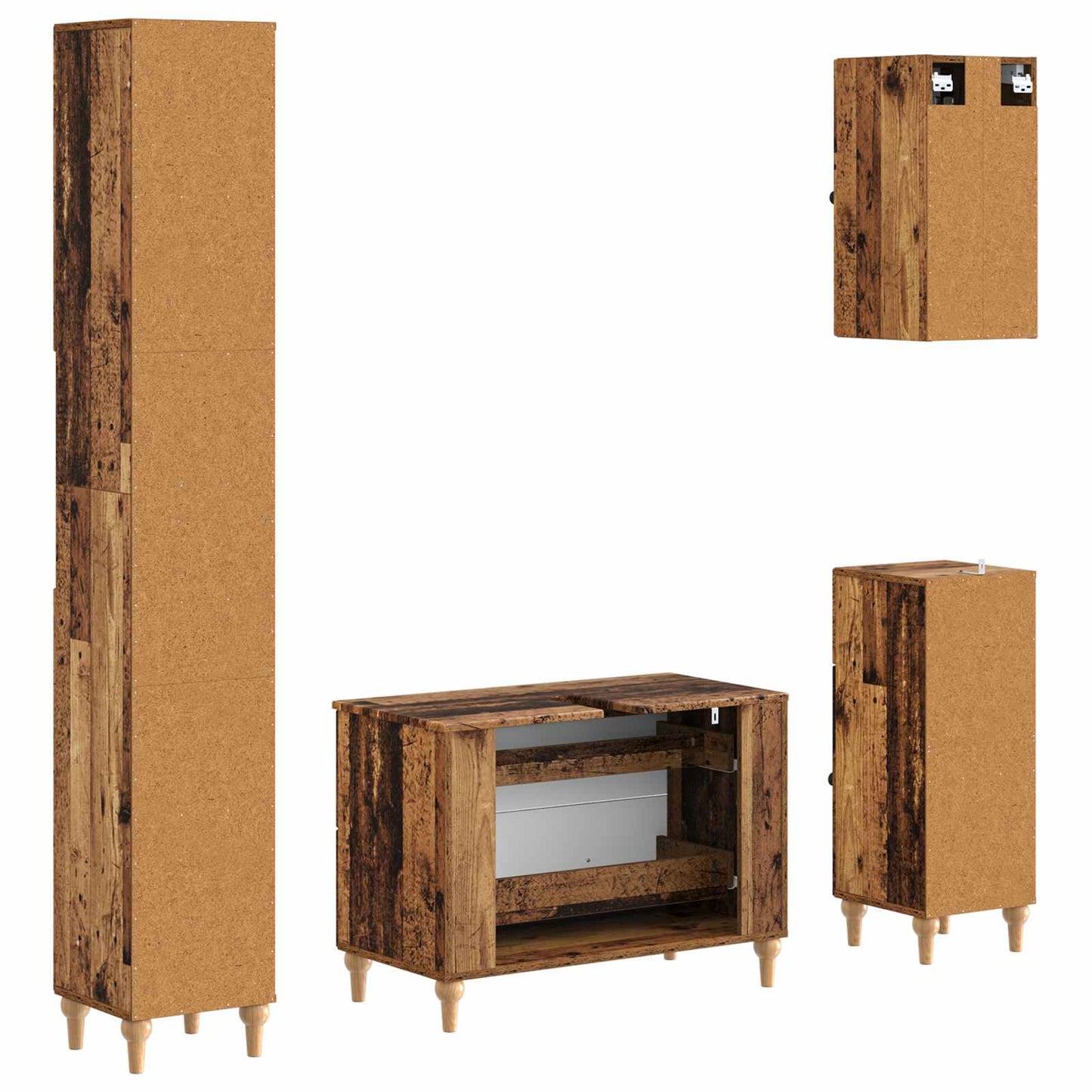 vidaXL 4 Piece Bathroom Cabinet Set ALKMAAR Old Wood Engineered Wood