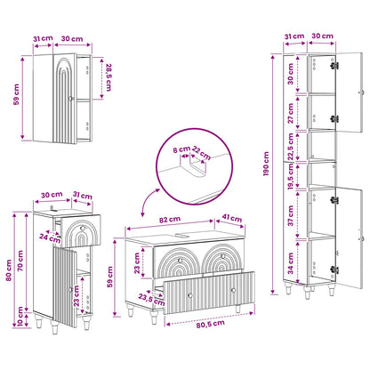vidaXL 4 Piece Bathroom Cabinet Set ALKMAAR Old Wood Engineered Wood