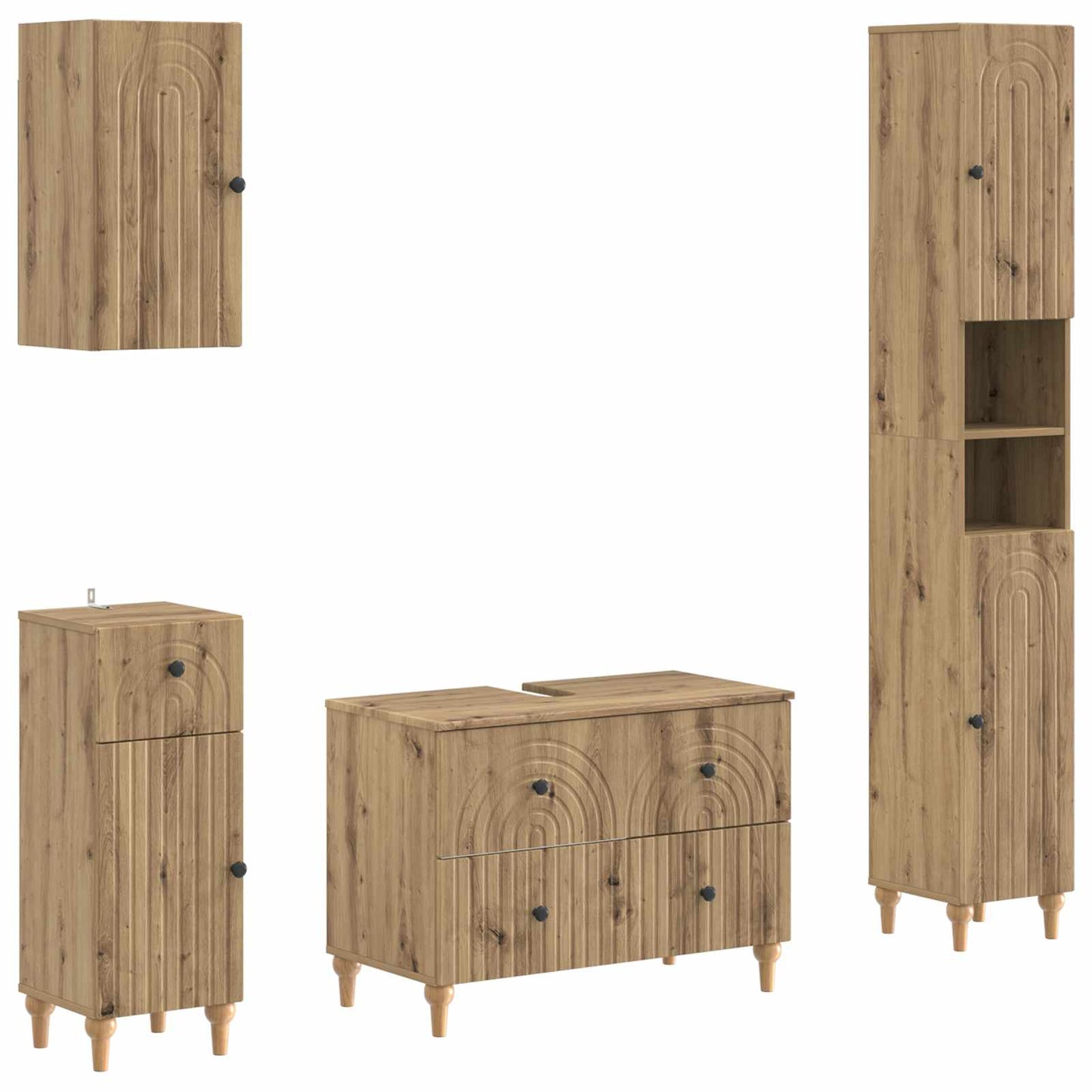 vidaXL 4 Piece Bathroom Cabinet Set ALKMAAR Artisan Oak