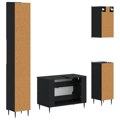 vidaXL 4 Piece Bathroom Cabinet Set ZWOLLE Black Engineered Wood