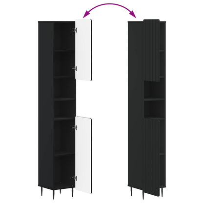 vidaXL 4 Piece Bathroom Cabinet Set ZWOLLE Black Engineered Wood
