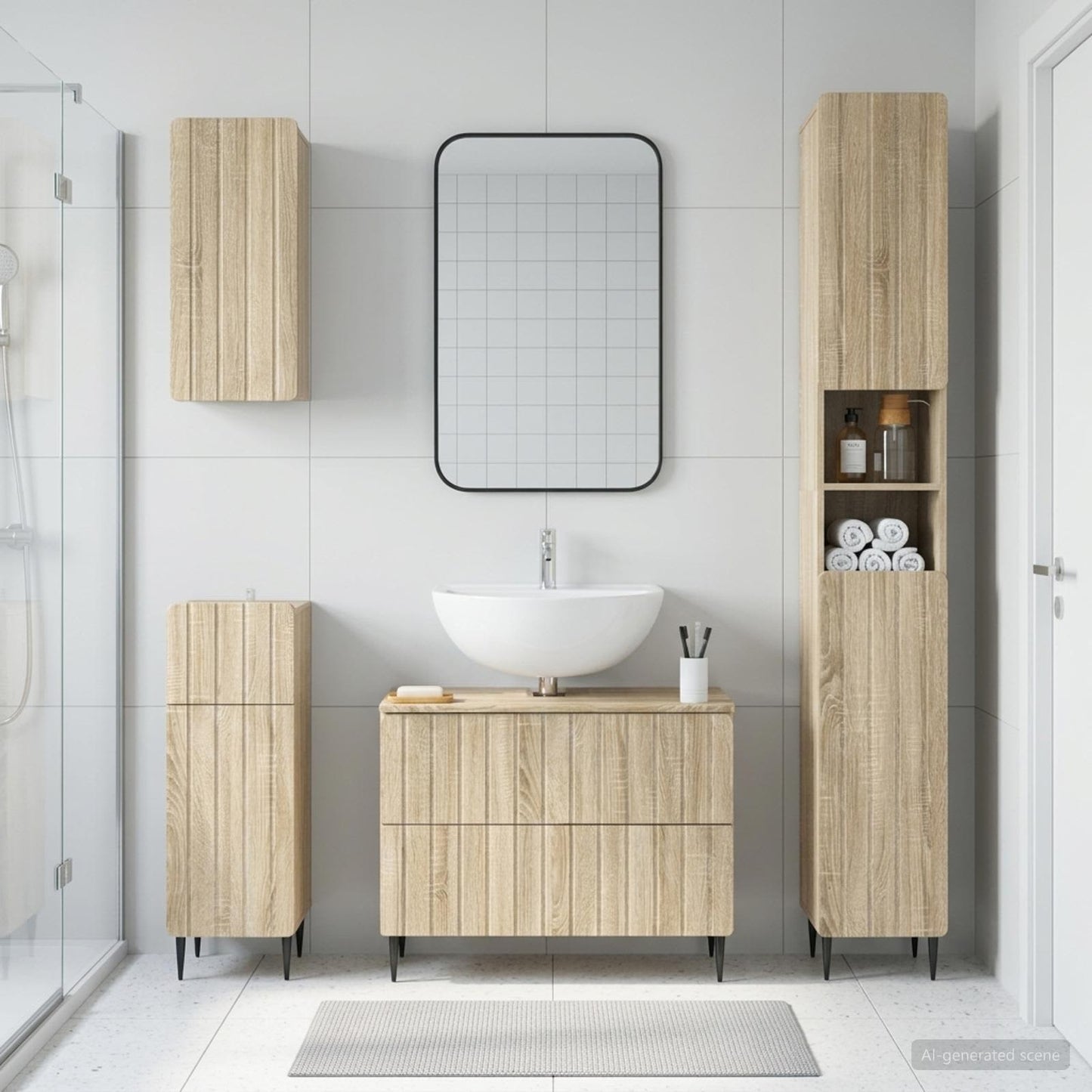 vidaXL 4 Piece Bathroom Cabinet Set ZWOLLE Sonoma Oak Engineered Wood