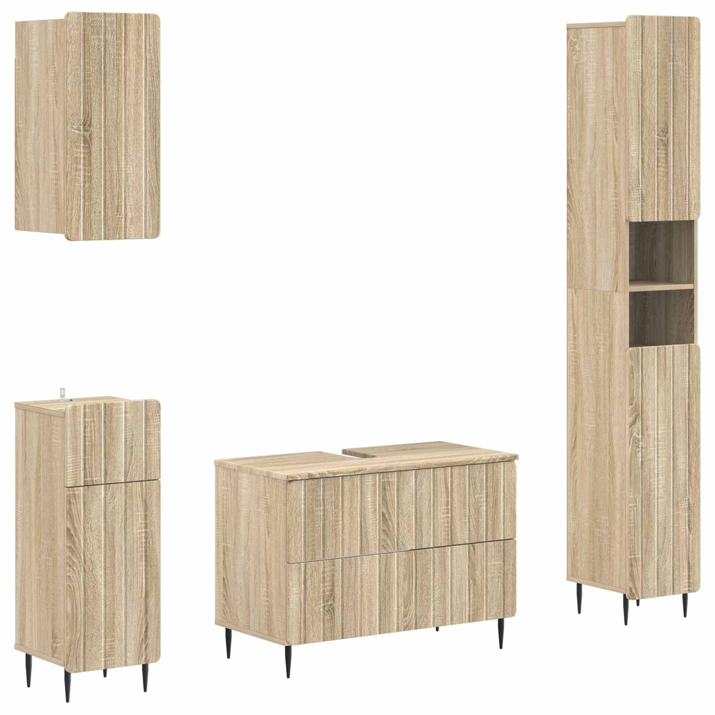 vidaXL 4 Piece Bathroom Cabinet Set ZWOLLE Sonoma Oak Engineered Wood