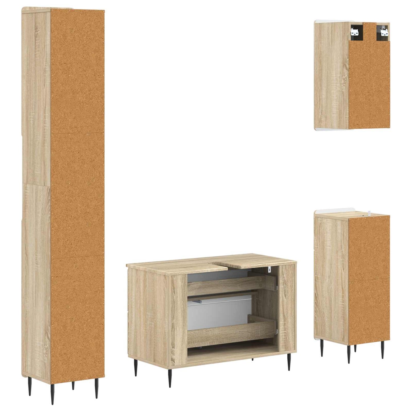 vidaXL 4 Piece Bathroom Cabinet Set ZWOLLE Sonoma Oak Engineered Wood
