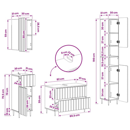 vidaXL 4 Piece Bathroom Cabinet Set ZWOLLE Sonoma Oak Engineered Wood