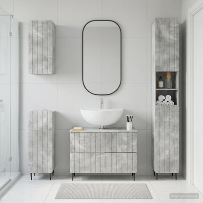 vidaXL 4 Piece Bathroom Cabinet Set ZWOLLE Concrete Grey