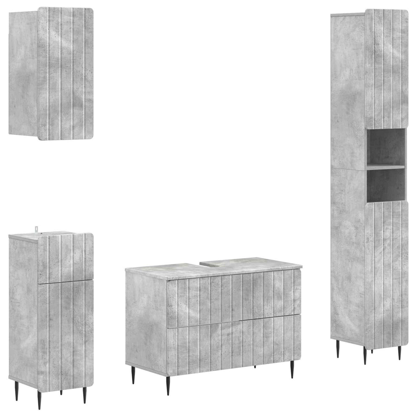 vidaXL 4 Piece Bathroom Cabinet Set ZWOLLE Concrete Grey