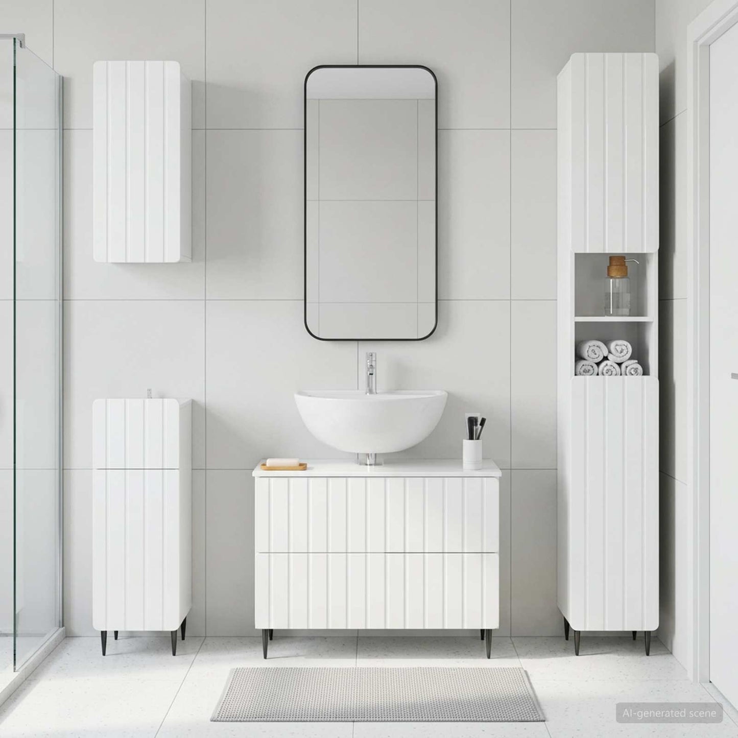 vidaXL 4 Piece Bathroom Cabinet Set ZWOLLE High Gloss White