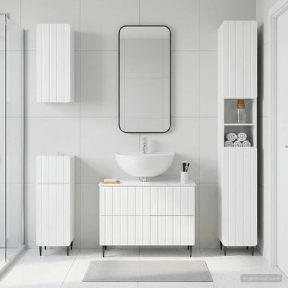 vidaXL 4 Piece Bathroom Cabinet Set ZWOLLE High Gloss White