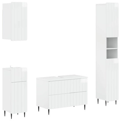 vidaXL 4 Piece Bathroom Cabinet Set ZWOLLE High Gloss White