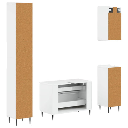 vidaXL 4 Piece Bathroom Cabinet Set ZWOLLE High Gloss White