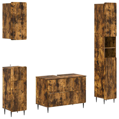 vidaXL 4 Piece Bathroom Cabinet Set ZWOLLE Smoked Oak Engineered Wood